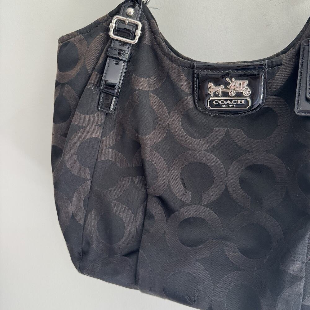 vintage Coach Madison Signature Logo Hobo Shoulder Bag Black - Picture 2 of 8